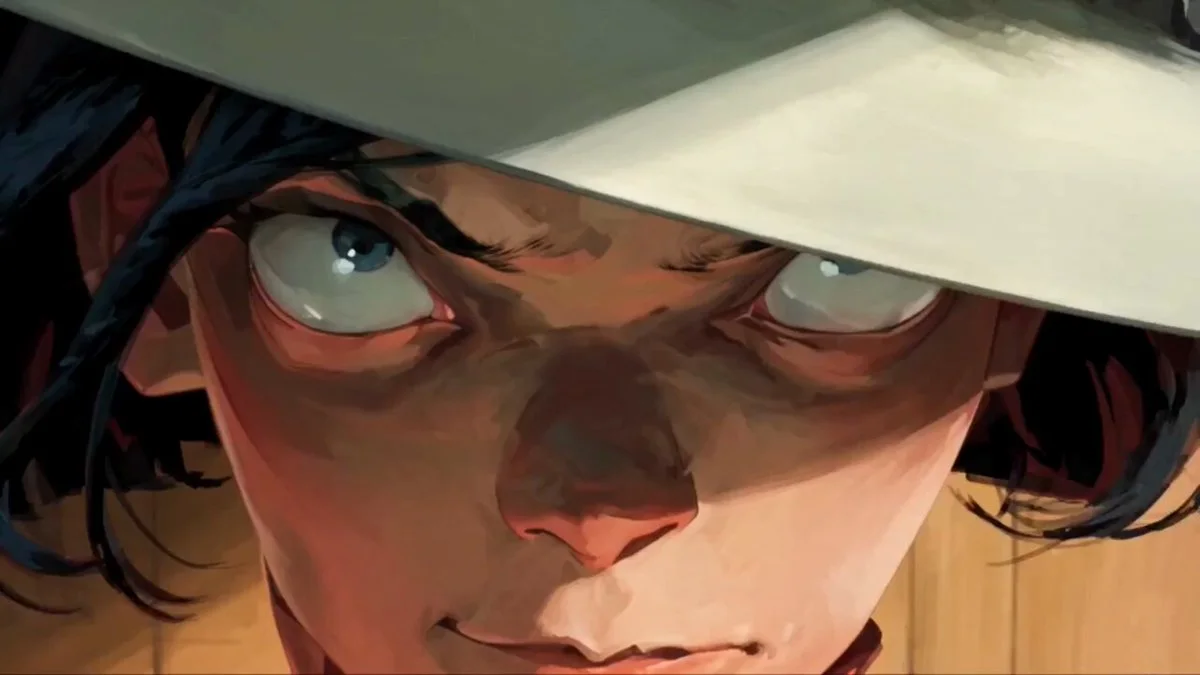 Painted frame from Ash Valley’s train sequence